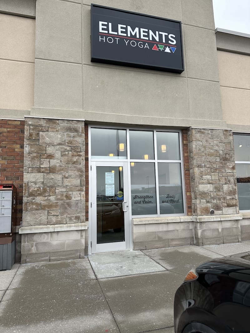 Street entrance to Elements yoga studio in London, ON.