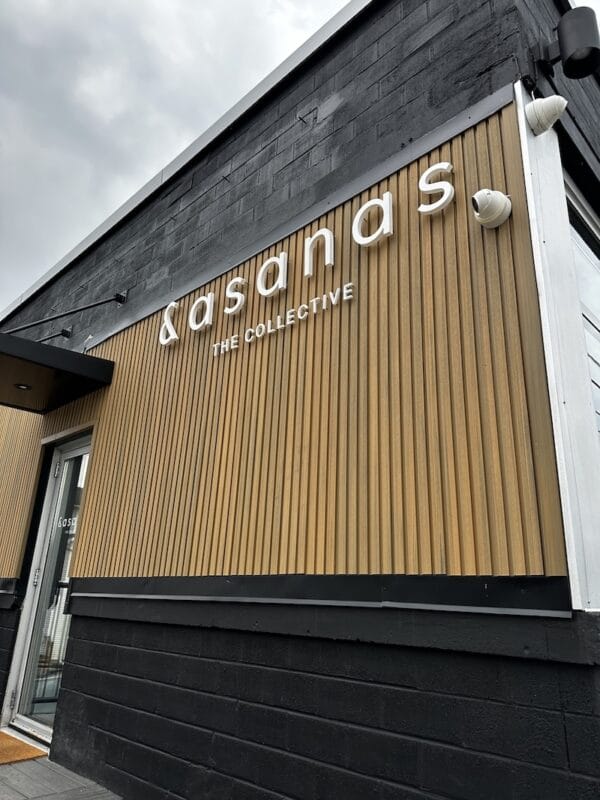 &asana yoga london on street sigange so modern and sleek